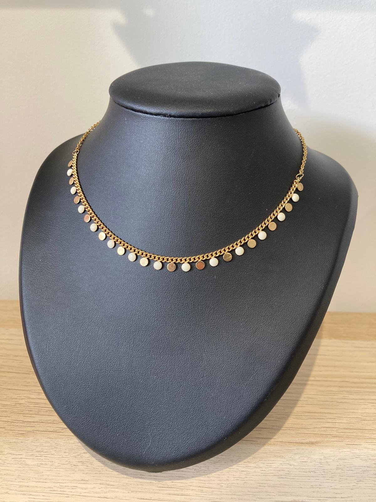 Collier Fin Plaqué Or avec Petites Lentilles Dorées